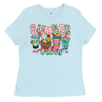 Baby Blue Summer Vibes Ladies Tee - CowhideDigitalArt
