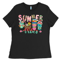 Black Summer Vibes Ladies Tee - CowhideDigitalArt