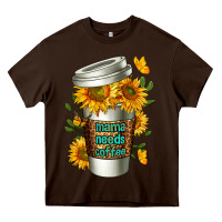 Chocolate Brown Mama Needs Coffee Cup Heavy Core Tee - FaDigitalArtStudio