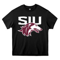 Black southern illinois salukis Heavy Core Tee - linhVisuals
