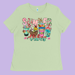 Summer Vibes Ladies Tee Designed By Cowhidedigitalart