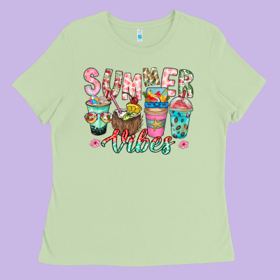 Summer Vibes Ladies Tee Designed By Cowhidedigitalart