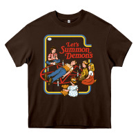 Chocolate Brown let's summon demons Heavy Core Tee - linhVisuals