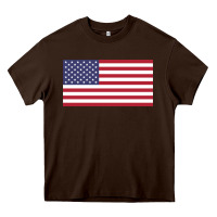 Chocolate Brown american flag Heavy Core Tee - linhVisuals