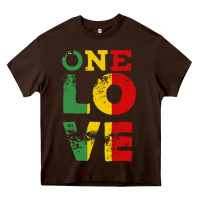 Chocolate Brown one love rasta reggae Heavy Core Tee - linhVisuals