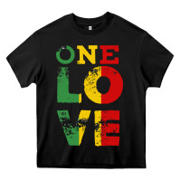 Black one love rasta reggae Heavy Core Tee - linhVisuals
