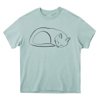 Arona Sleeping Cat Line Art Heavy Core Tee - linhVisuals