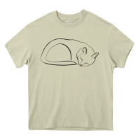 Sleeping Cat Line Art Heavy Core Tee | Teevron
