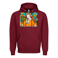 Burgundy autumn sheep in a pumpkin Zipper Hoodie - Jasminsmagicworld