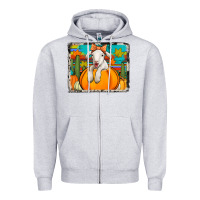 Heather Grey autumn sheep in a pumpkin Zipper Hoodie - Jasminsmagicworld