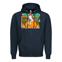 Navy autumn sheep in a pumpkin Zipper Hoodie - Jasminsmagicworld