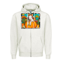 Oatmeal Heather autumn sheep in a pumpkin Zipper Hoodie - Jasminsmagicworld