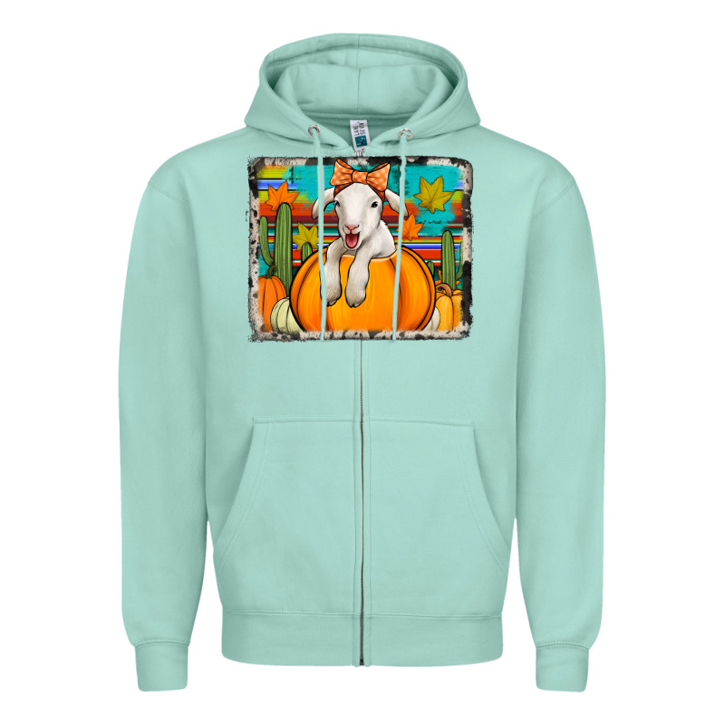 Autumn Sheep In A Pumpkin Zipper Hoodie by Jasminsmagicworld | Teevron