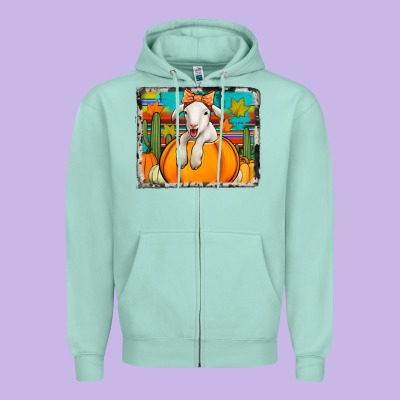 Autumn Sheep In A Pumpkin Zipper Hoodie Designed By Jasminsmagicworld