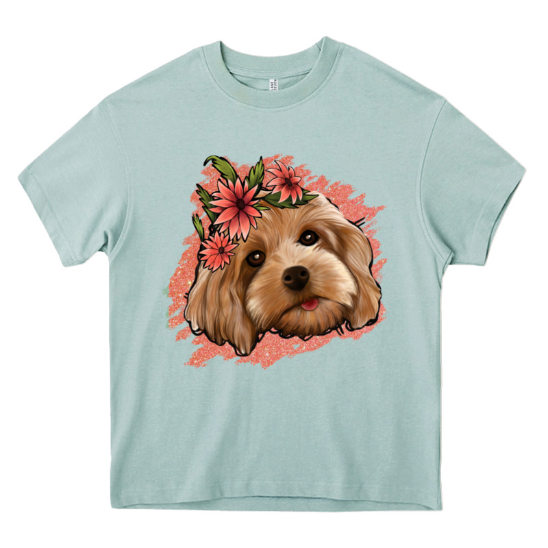 Cockapoo Floral Pink Glitter Heavy Core Tee by Jasminsmagicworld | Teevron