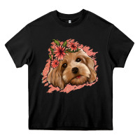 Black cockapoo floral pink glitter Heavy Core Tee - Jasminsmagicworld