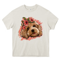 Cream cockapoo floral pink glitter Heavy Core Tee - Jasminsmagicworld