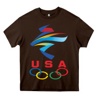 Chocolate Brown USA OLYMPIC RINGS Heavy Core Tee - linhVisuals