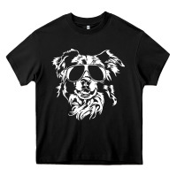 Black border collie dog t  shirt border collie with sunglasses cool dog t  s Heavy Core Tee - linhVisuals