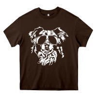 Chocolate Brown border collie dog t  shirt border collie with sunglasses cool dog t  s Heavy Core Tee - linhVisuals