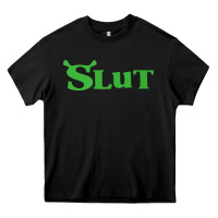 Black SHREK SLUT GREEN SHIRT Heavy Core Tee - linhVisuals
