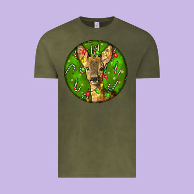 Red Brocket Deer Christmas Vintage Tee Designed By Lillyallendesigns