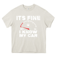 Cream Empty gas gauge it’s fine i know my car low fuel joke Heavy Core Tee - linhVisuals