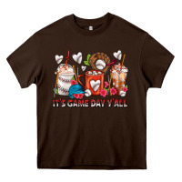 Chocolate Brown It's Game Day Y'all Baseball Coffee Cups Heavy Core Tee - FaDigitalArtStudio
