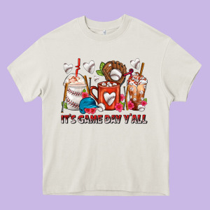It's Game Day Y'all Baseball Coffee Cups Heavy Core Tee Designed By Fadigitalartstudio