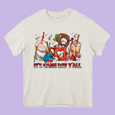 It's Game Day Y'all Baseball Coffee Cups Heavy Core Tee Designed By Fadigitalartstudio