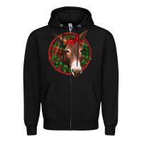 Black Christmas donkey with bandana Zipper Hoodie - Jasminsmagicworld
