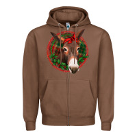 Chestnut Christmas donkey with bandana Zipper Hoodie - Jasminsmagicworld