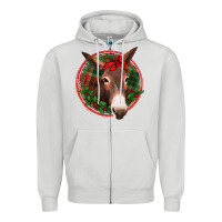Dove Grey Christmas donkey with bandana Zipper Hoodie - Jasminsmagicworld