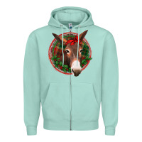 Christmas Donkey With Bandana Zipper Hoodie | Teevron