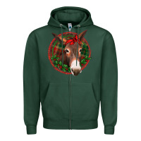 Sports Green Christmas donkey with bandana Zipper Hoodie - Jasminsmagicworld