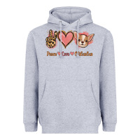 Heather Grey Peace Love Chihuahua Heavyweight Hoodie - Jasminsmagicworld