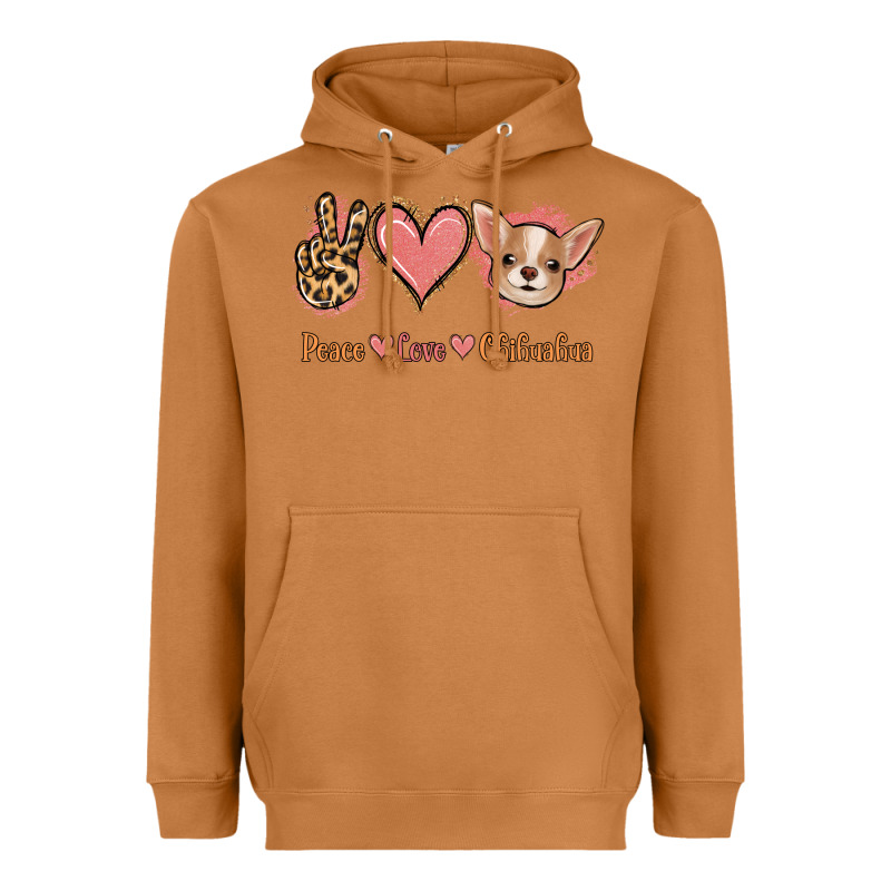 Peace Love Chihuahua Heavyweight Hoodie by Jasminsmagicworld | Teevron