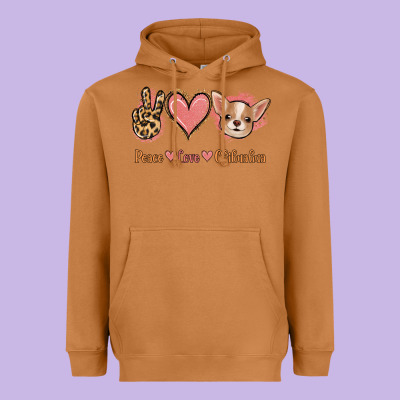 Peace Love Chihuahua Heavyweight Hoodie Designed By Jasminsmagicworld