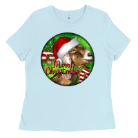 Baby Blue Nubian Goat Christmas Ladies Tee - LillyAllenDesigns