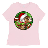Bubblegum Pink Nubian Goat Christmas Ladies Tee - LillyAllenDesigns
