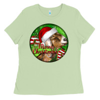 Matcha Nubian Goat Christmas Ladies Tee - LillyAllenDesigns