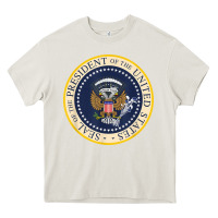 Cream fake presidential seal Heavy Core Tee - linhVisuals