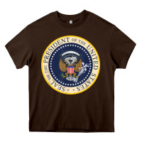 Chocolate Brown fake presidential seal Heavy Core Tee - linhVisuals