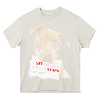 Cream pitbull t  shirt i sit for you will you stand for me t  shirt Heavy Core Tee - linhVisuals
