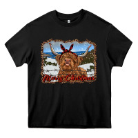 Merry Christmas Highland Cow With Farm Heavy Core Tee | Teevron