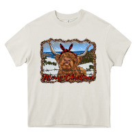 Cream merry christmas highland cow with farm Heavy Core Tee - RanaPortraitStore