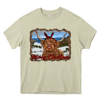 Mossy merry christmas highland cow with farm Heavy Core Tee - RanaPortraitStore