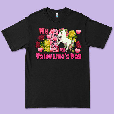 My First Valentine's Day Unicorn Premium Tee Designed By Fadigitalartstudio