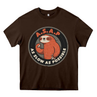 Chocolate Brown as slow as possible Heavy Core Tee - linhVisuals