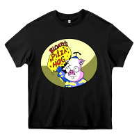Black bloaty pizza hog Heavy Core Tee - linhVisuals